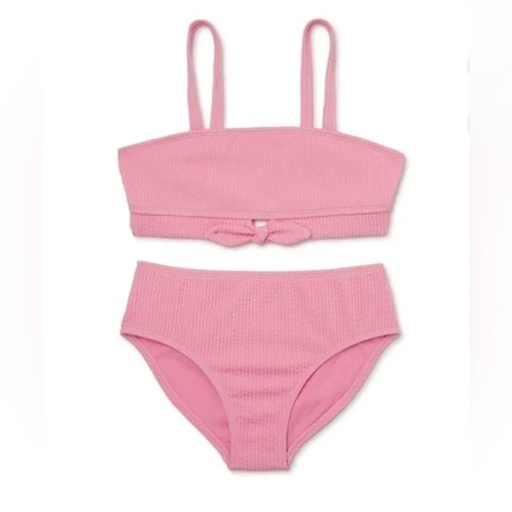 New Wonder Nation Girls Tie Front Bikini Swimsuit with UPF 50 Size XL 14-16 NWT